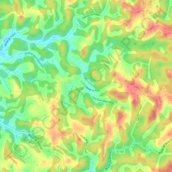 Mapa topográfico Papin, altitud, relieve