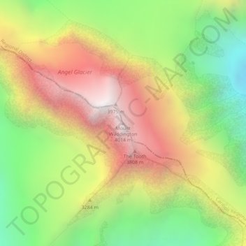 Mapa topográfico Mount Waddington, altitud, relieve