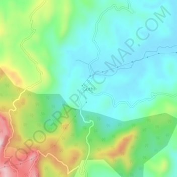 Mapa topográfico Guthi, altitud, relieve