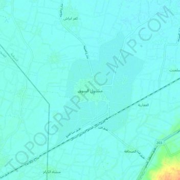 Mapa topográfico Mashtul Al-Suq, altitud, relieve