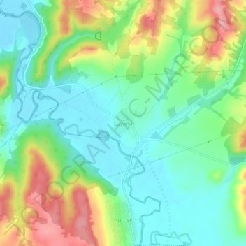 Mapa topográfico Çayönü, altitud, relieve
