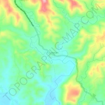 Mapa topográfico Payawan, altitud, relieve