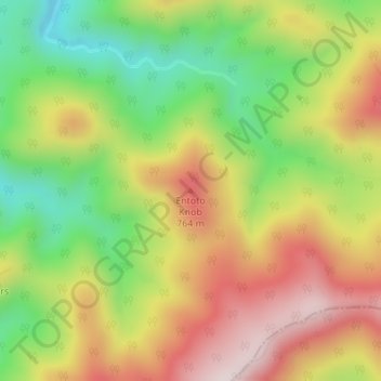 Mapa topográfico Entoto Knob, altitud, relieve
