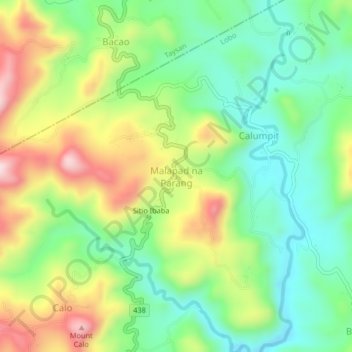 Mapa topográfico Malapad na Parang, altitud, relieve