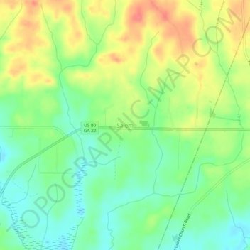 Mapa topográfico Salem, altitud, relieve