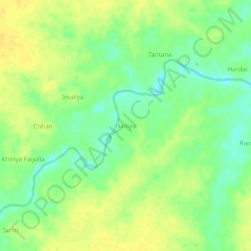 Mapa topográfico Nadiya, altitud, relieve