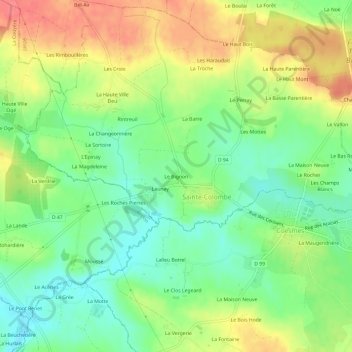 Mapa topográfico Le Bignon, altitud, relieve