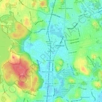 Mapa topográfico Wyoming, altitud, relieve