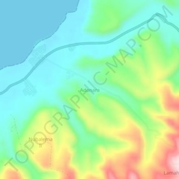 Mapa topográfico Adonara, altitud, relieve