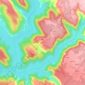 Mapa topográfico Nos Kalik, altitud, relieve