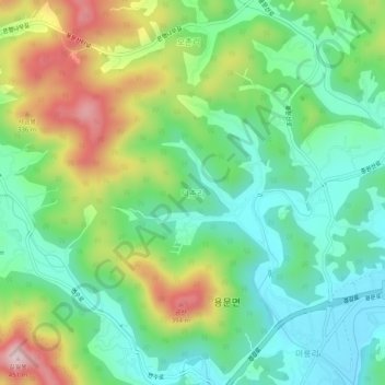 Mapa topográfico 덕촌리, altitud, relieve