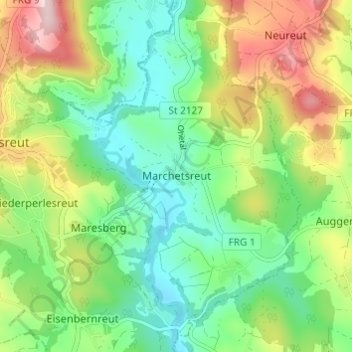 Mapa topográfico Marchetsreut, altitud, relieve