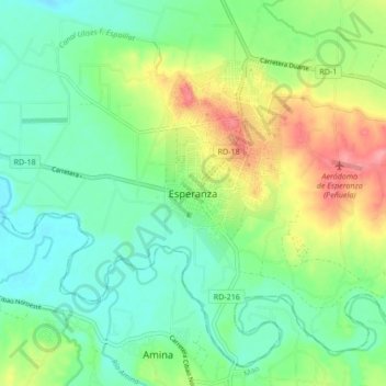 Mapa topográfico Esperanza, altitud, relieve