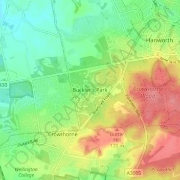Mapa topográfico Buckler's Park, altitud, relieve