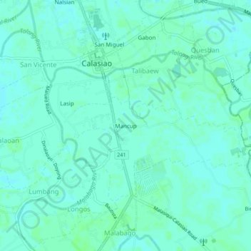 Mapa topográfico Mancup, altitud, relieve