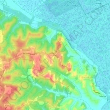 Mapa topográfico Cinelli, altitud, relieve