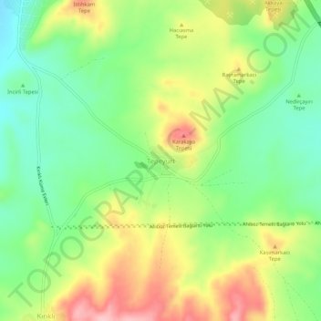 Mapa topográfico Tepeyurt, altitud, relieve