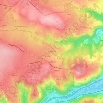 Mapa topográfico La Forestière, altitud, relieve