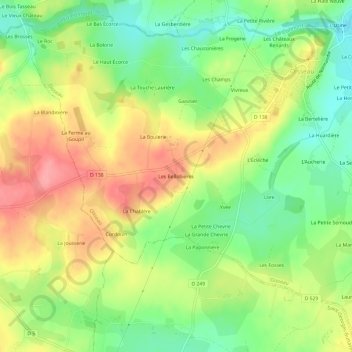 Mapa topográfico Les Bellobières, altitud, relieve