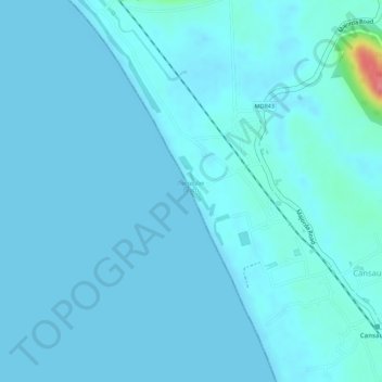 Mapa topográfico Velsao Beach, altitud, relieve