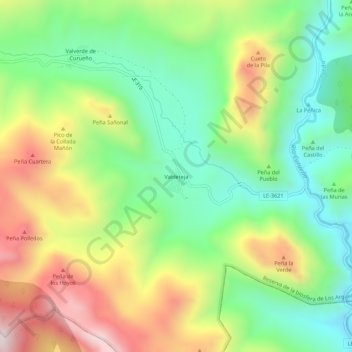 Mapa topográfico Valdeteja, altitud, relieve