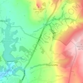 Mapa topográfico Blackshaw Moor, altitud, relieve