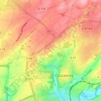 Mapa topográfico La Fosserie, altitud, relieve
