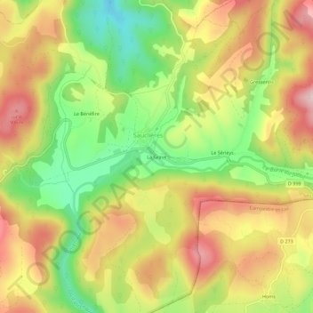Mapa topográfico La Grave, altitud, relieve