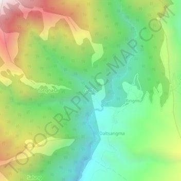 Mapa topográfico Gonbo, altitud, relieve