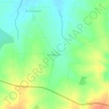 Mapa topográfico Ramegaon, altitud, relieve