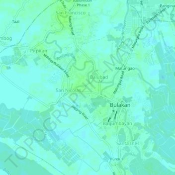 Mapa topográfico Tibig, altitud, relieve