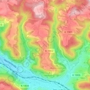Mapa topográfico Vordermurrhärle, altitud, relieve