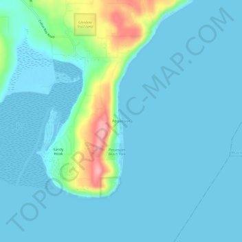 Mapa topográfico Possession, altitud, relieve