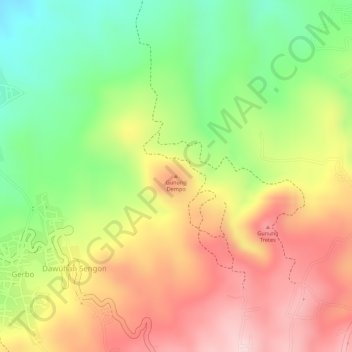 Mapa topográfico Gunung Dempo, altitud, relieve