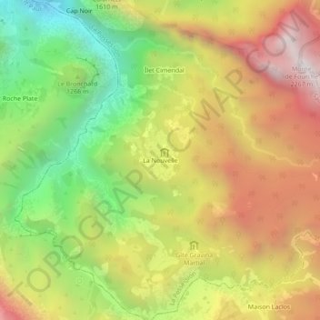 Mapa topográfico La Nouvelle, altitud, relieve