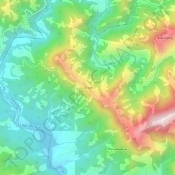Mapa topográfico Silinge, altitud, relieve