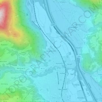 Mapa topográfico Niederaudorf, altitud, relieve