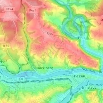 Mapa topográfico Thanöd, altitud, relieve