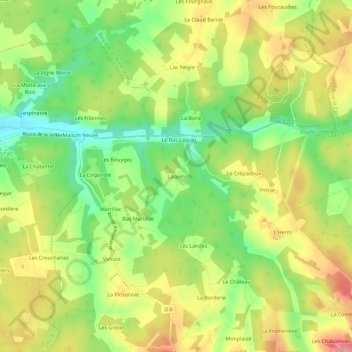 Mapa topográfico Laquin, altitud, relieve