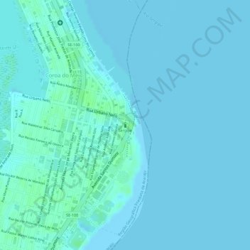 Mapa topográfico Sergipe, altitud, relieve