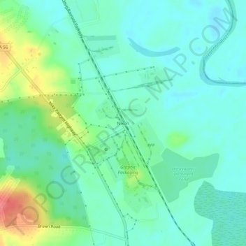 Mapa topográfico Nixon, altitud, relieve
