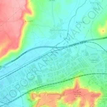 Mapa topográfico Villagonzalo-Arenas, altitud, relieve