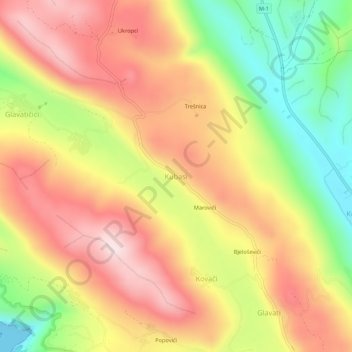 Mapa topográfico Kubasi, altitud, relieve