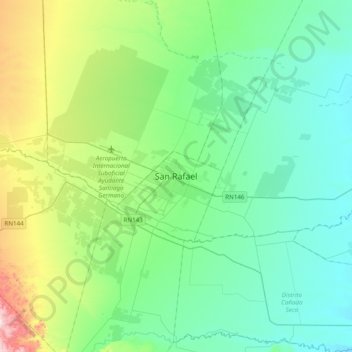 Mapa topográfico San Rafael, altitud, relieve