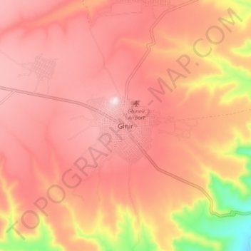 Mapa topográfico Ginir, altitud, relieve