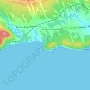 Mapa topográfico Le Gros Morne, altitud, relieve