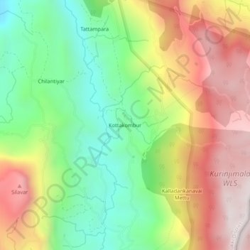 Mapa topográfico Kottakombur, altitud, relieve