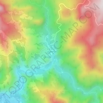 Mapa topográfico Lusong, altitud, relieve
