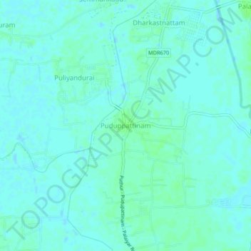 Mapa topográfico Puduppattinam, altitud, relieve