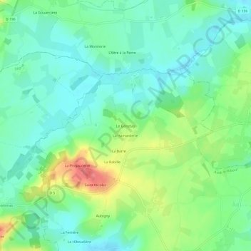 Mapa topográfico Le Genetay, altitud, relieve